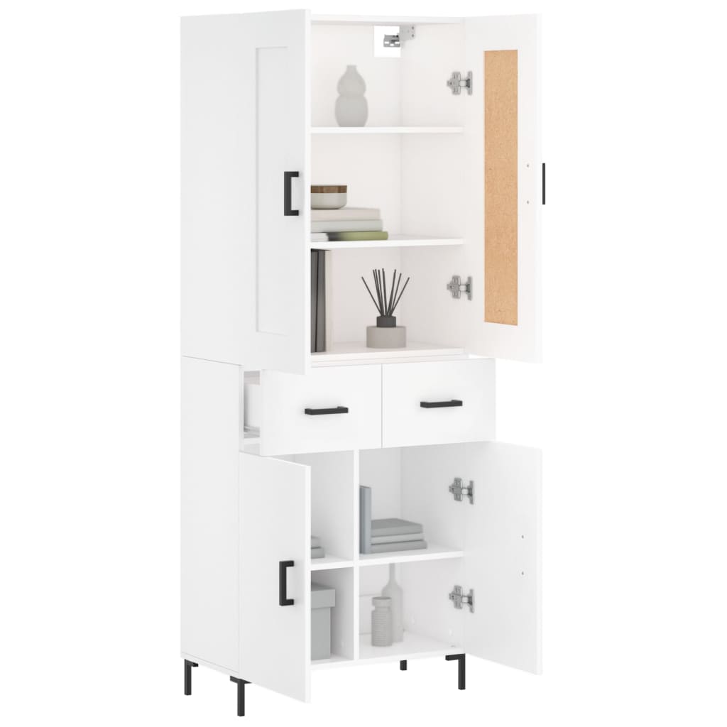 Highboard White 69,5x34x180 cm Engineered Wood