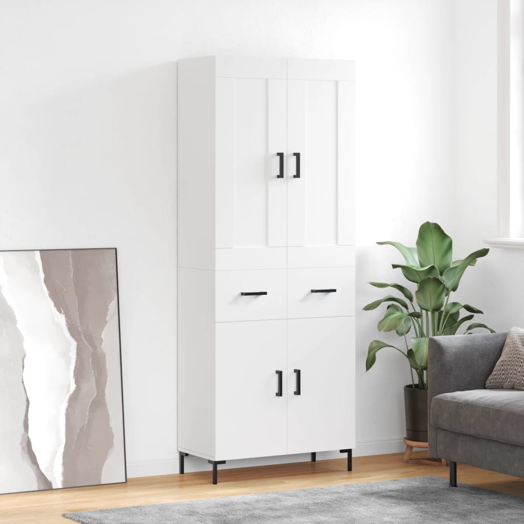 Highboard White 69.5x34x180 cm Engineered Wood