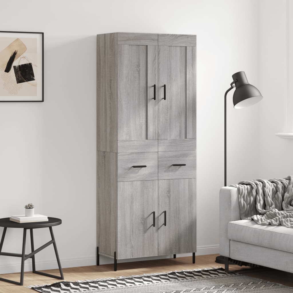 Highboard Grey Sonoma 69,5x34x180 cm Engineered Wood