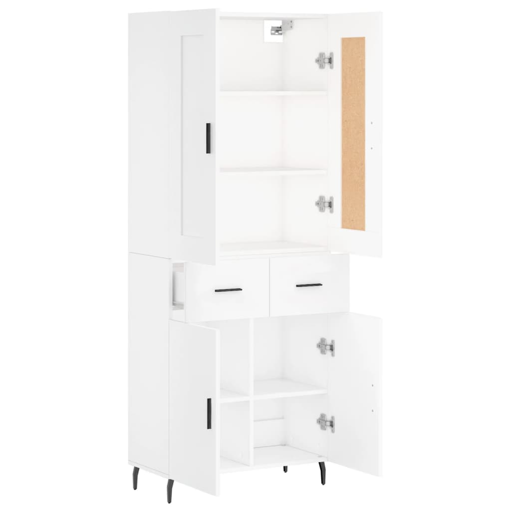 Highboard White 69,5x34x180 cm Engineered Wood
