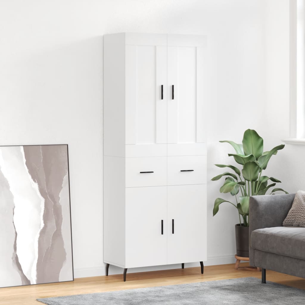 Highboard White 69,5x34x180 cm Engineered Wood