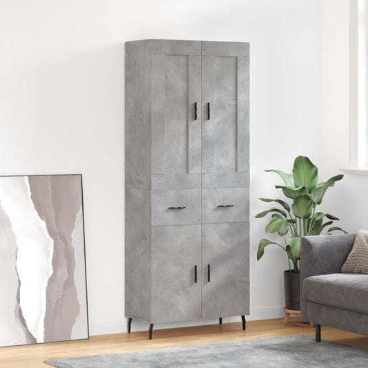 Highboard Concrete Grey 69,5x34x180 cm Engineered Wood