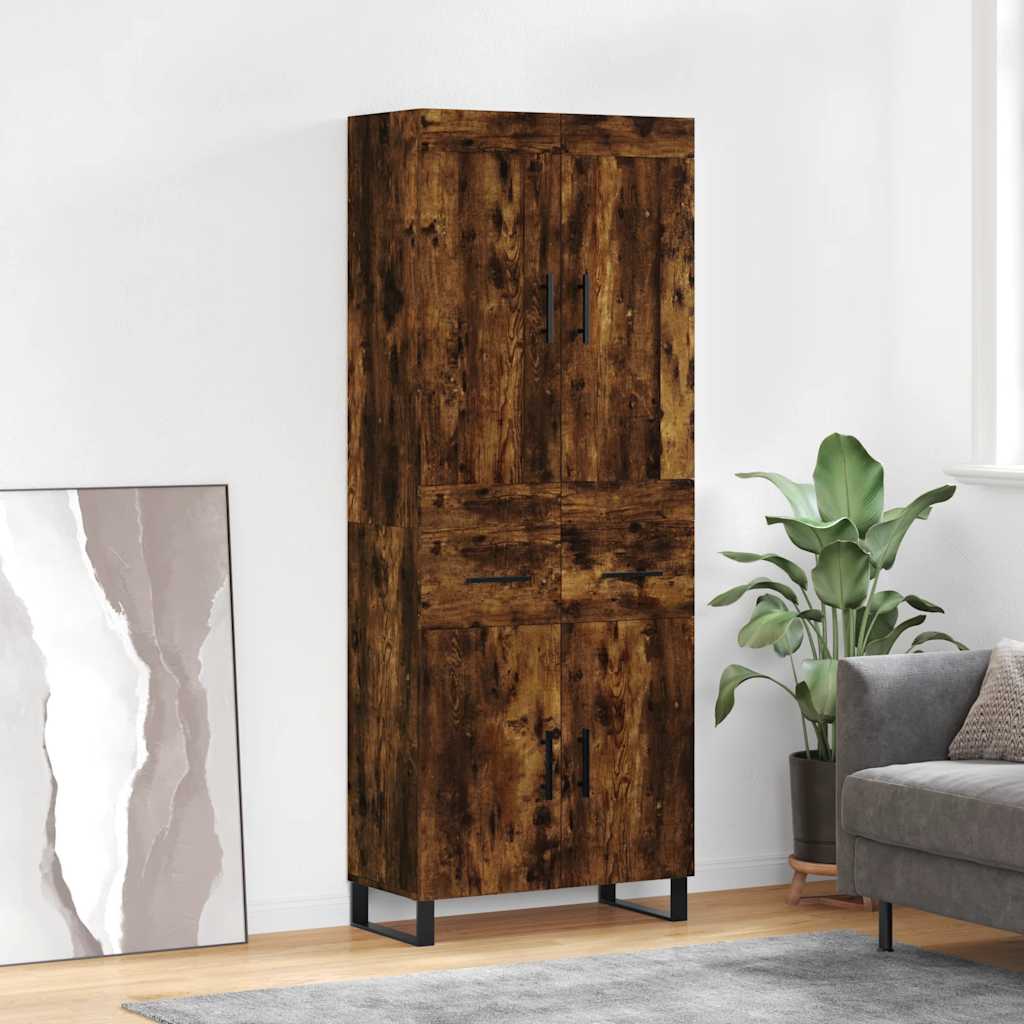 Highboard Smoked Oak 69,5x34x180 cm Engineered Wood