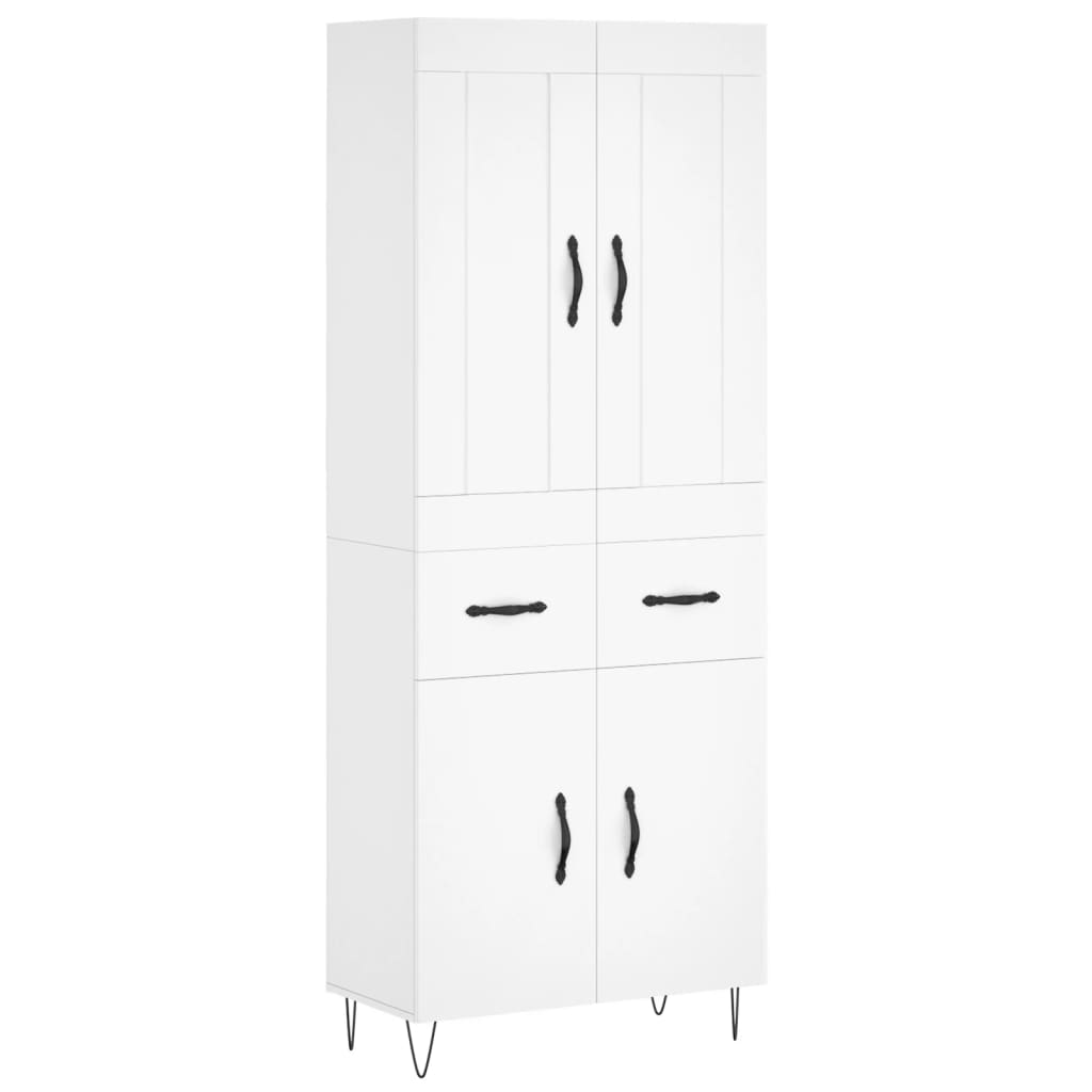 Highboard White 69,5x34x180 cm Engineered Wood