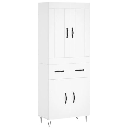 Highboard White 69,5x34x180 cm Engineered Wood