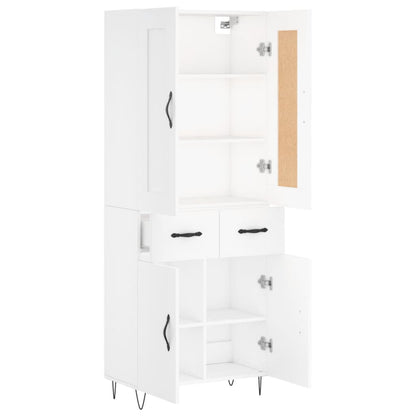 Highboard White 69,5x34x180 cm Engineered Wood
