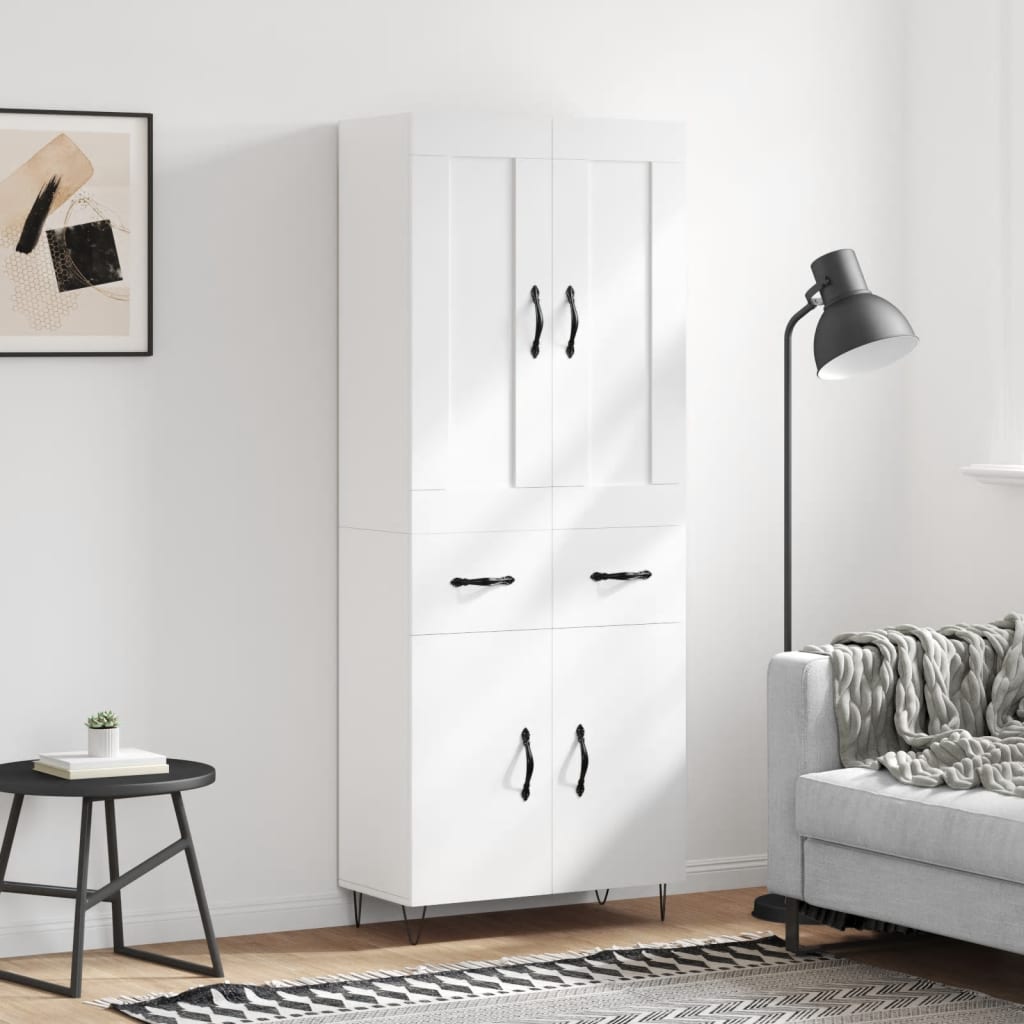 Highboard White 69,5x34x180 cm Engineered Wood