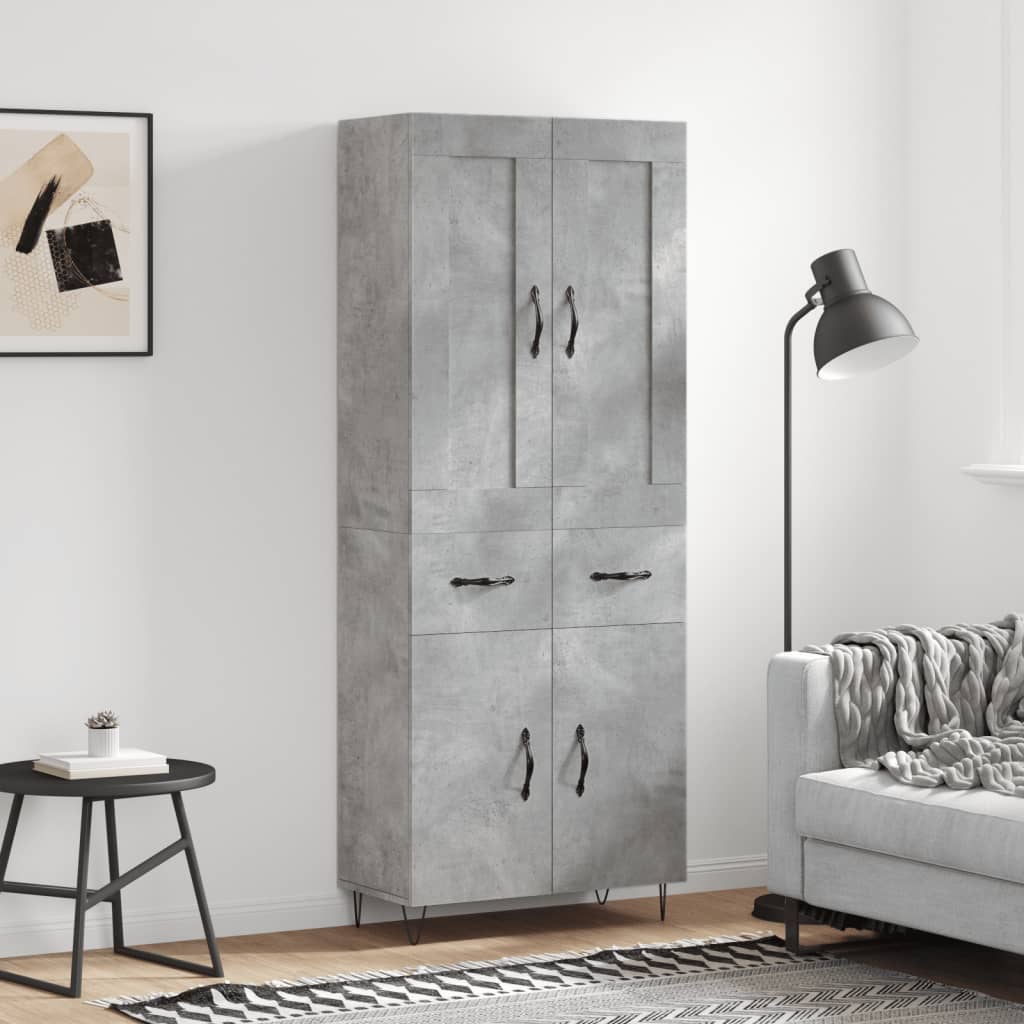 Highboard Concrete Grey 69,5x34x180 cm Engineered Wood