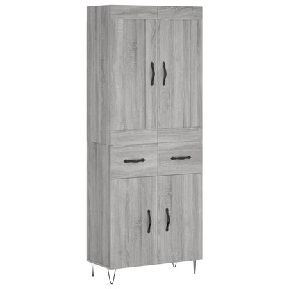 Highboard Grey Sonoma 69,5x34x180 cm Engineered Wood