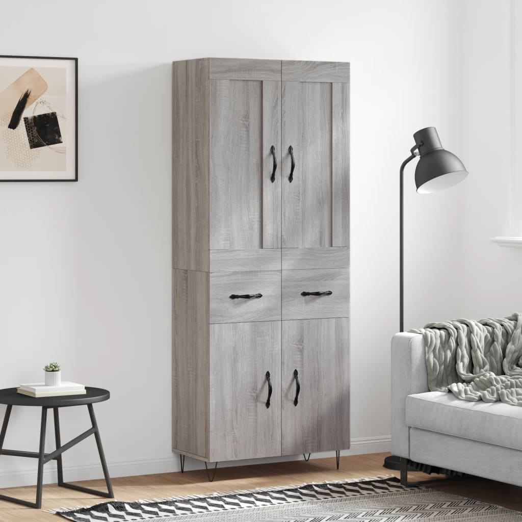 Highboard Grey Sonoma 69,5x34x180 cm Engineered Wood