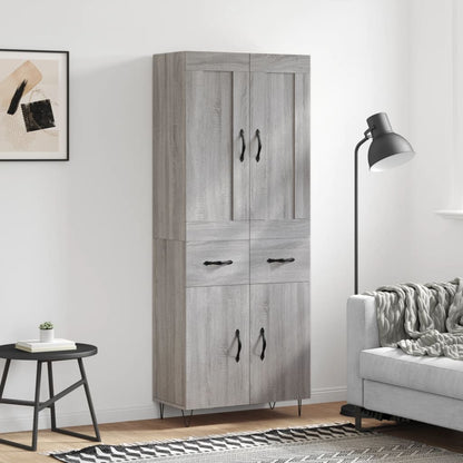 Highboard Grey Sonoma 69,5x34x180 cm Engineered Wood