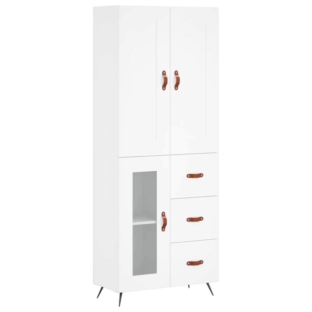 Highboard White 69.5x34x180 cm Engineered Wood