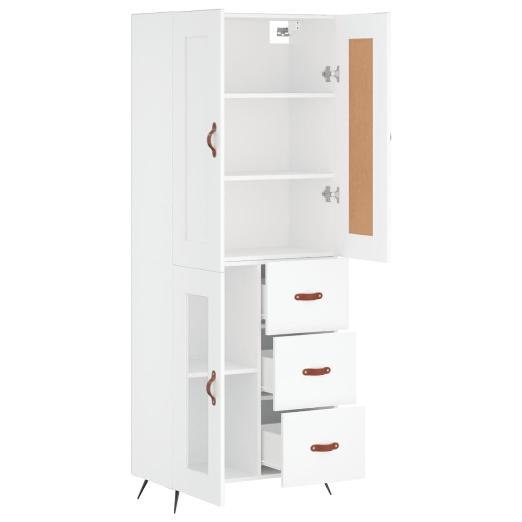 Highboard White 69.5x34x180 cm Engineered Wood