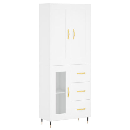 Highboard White 69.5x34x180 cm Engineered Wood