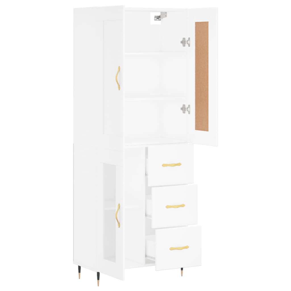 Highboard White 69.5x34x180 cm Engineered Wood