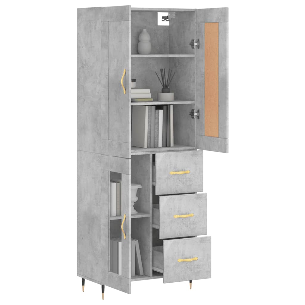 Highboard Concrete Grey 69,5x34x180 cm Engineered Wood