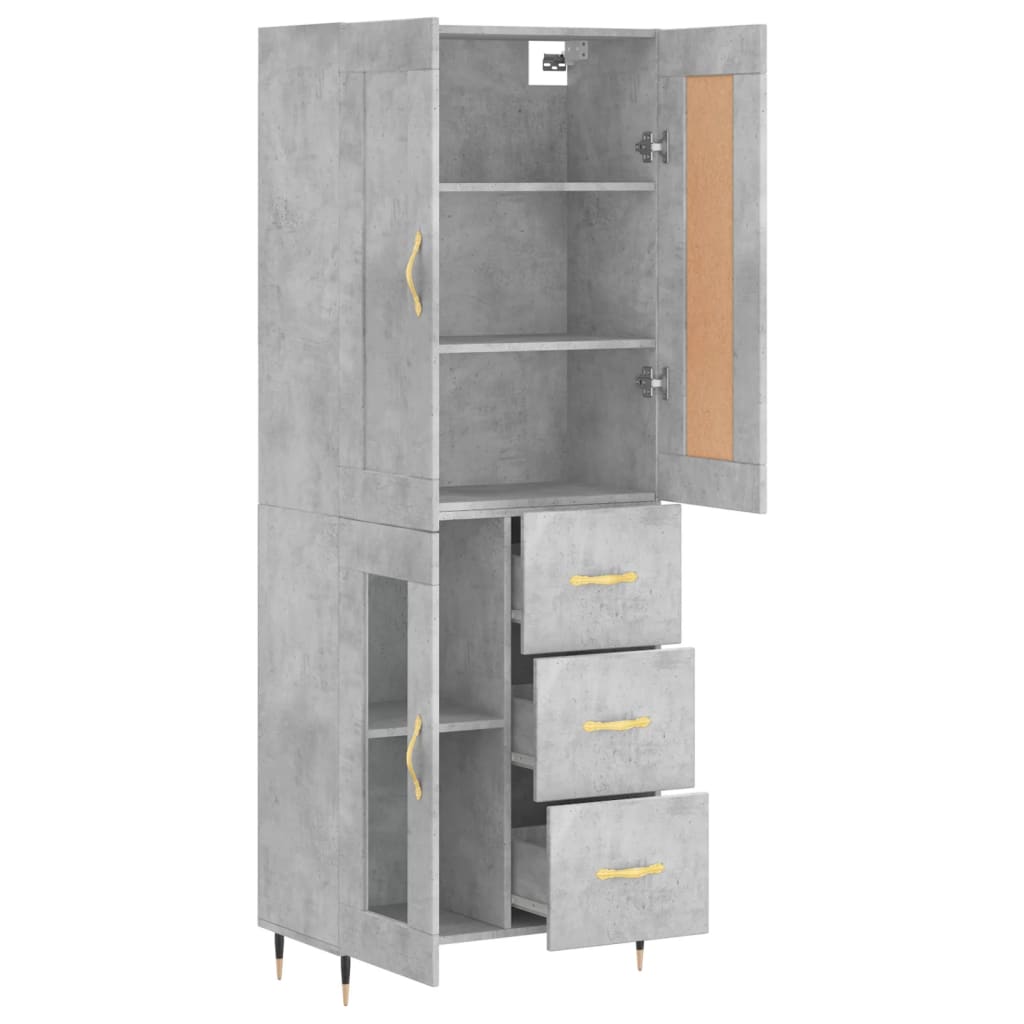 Highboard Concrete Grey 69.5x34x180 cm Engineered Wood