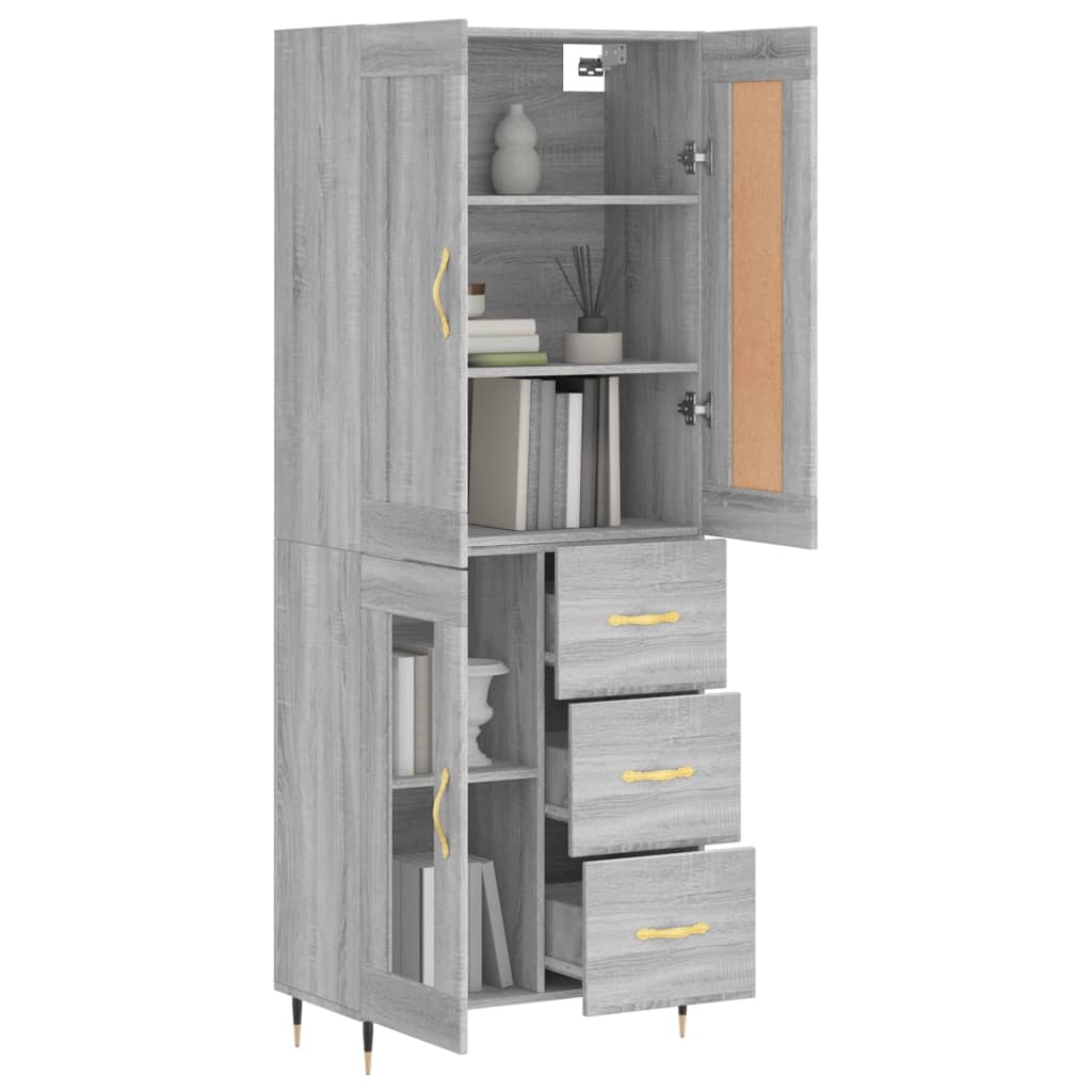 Highboard Grey Sonoma 69,5x34x180 cm Engineered Wood