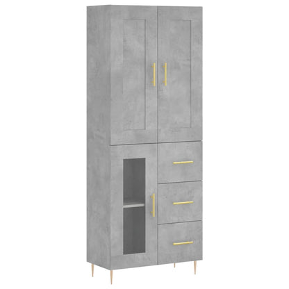 Highboard Concrete Grey 69,5x34x180 cm Engineered Wood