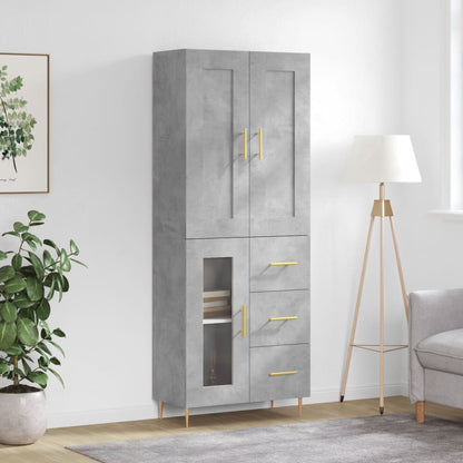 Highboard Concrete Grey 69,5x34x180 cm Engineered Wood