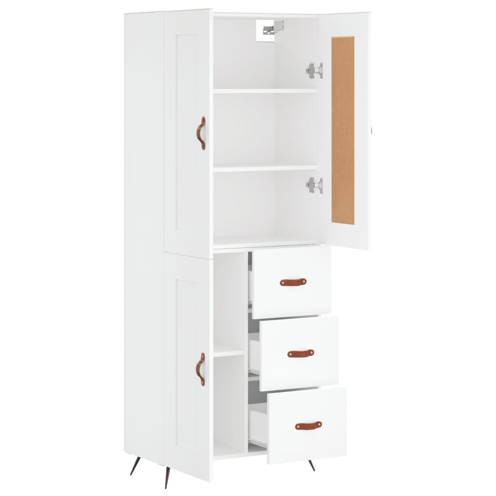 Highboard White 69.5x34x180 cm Engineered Wood