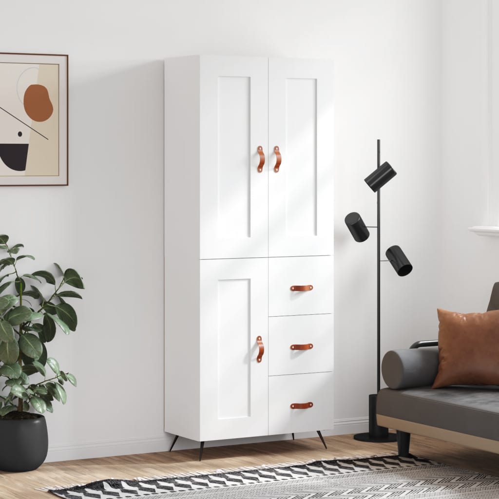 Highboard White 69.5x34x180 cm Engineered Wood
