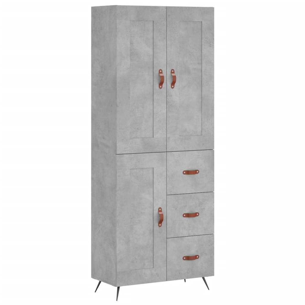 Highboard Concrete Grey 69.5x34x180 cm Engineered Wood