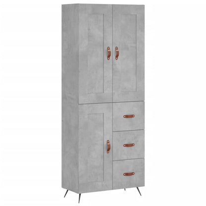 Highboard Concrete Grey 69.5x34x180 cm Engineered Wood