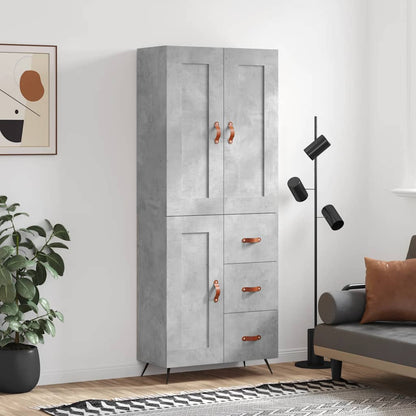 Highboard Concrete Grey 69.5x34x180 cm Engineered Wood