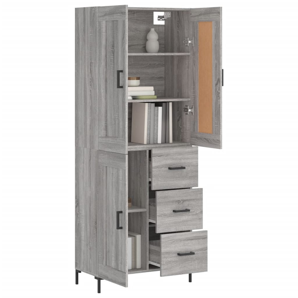 Highboard Grey Sonoma 69.5x34x180 cm Engineered Wood