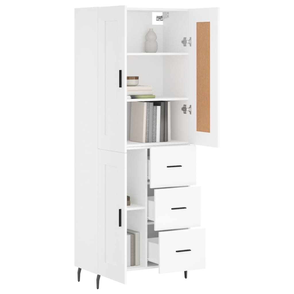 Highboard White 69,5x34x180 cm Engineered Wood