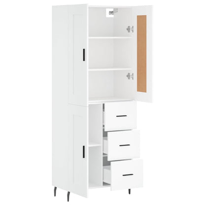 Highboard White 69,5x34x180 cm Engineered Wood