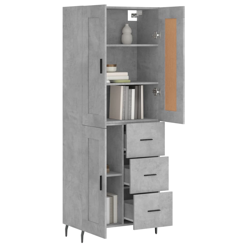 Highboard Concrete Grey 69,5x34x180 cm Engineered Wood