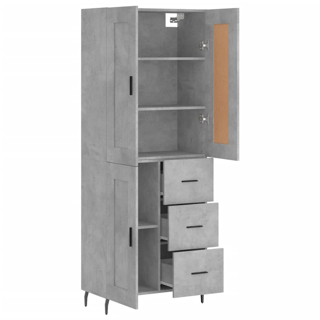 Highboard Concrete Grey 69,5x34x180 cm Engineered Wood