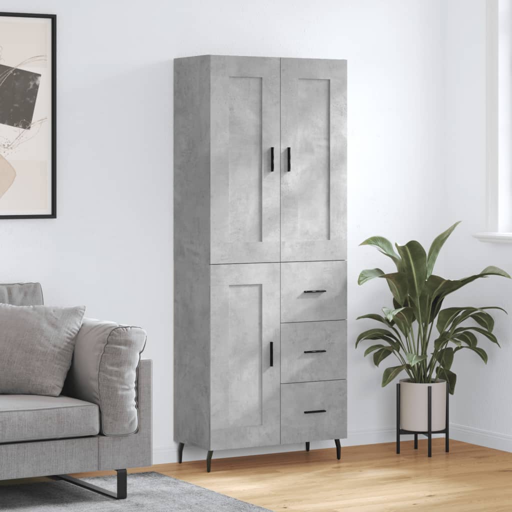 Highboard Concrete Grey 69,5x34x180 cm Engineered Wood