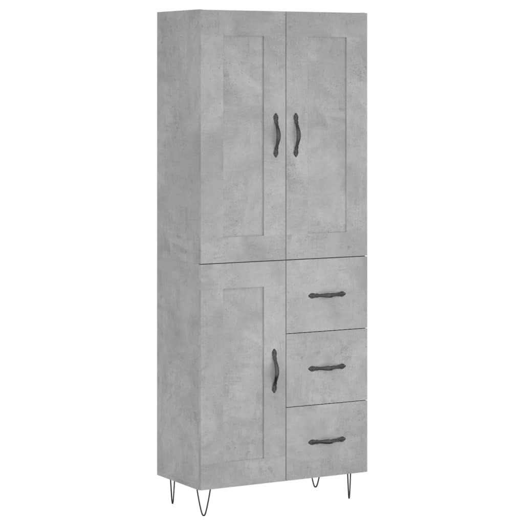Highboard Concrete Grey 69,5x34x180 cm Engineered Wood