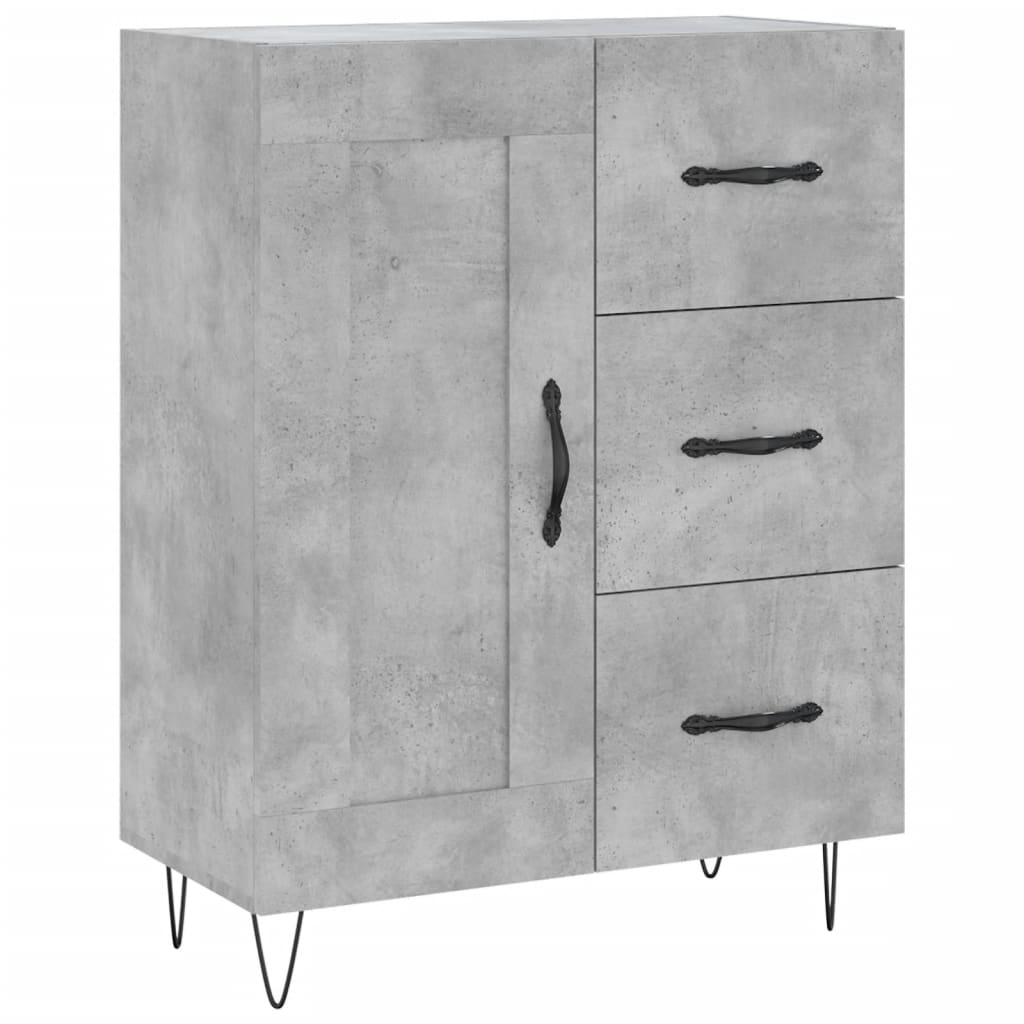 Highboard Concrete Grey 69.5x34x180 cm Engineered Wood