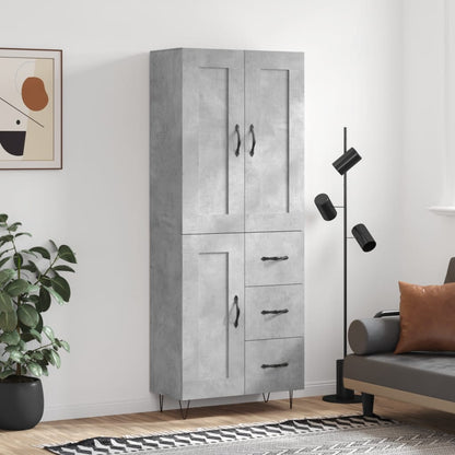 Highboard Concrete Grey 69,5x34x180 cm Engineered Wood