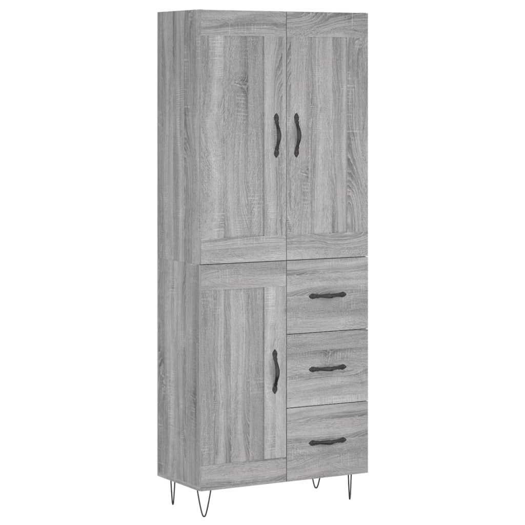 Highboard Grey Sonoma 69.5x34x180 cm Engineered Wood