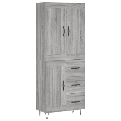 Highboard Grey Sonoma 69.5x34x180 cm Engineered Wood