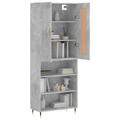 Highboard Concrete Grey 69.5x34x180 cm Engineered Wood