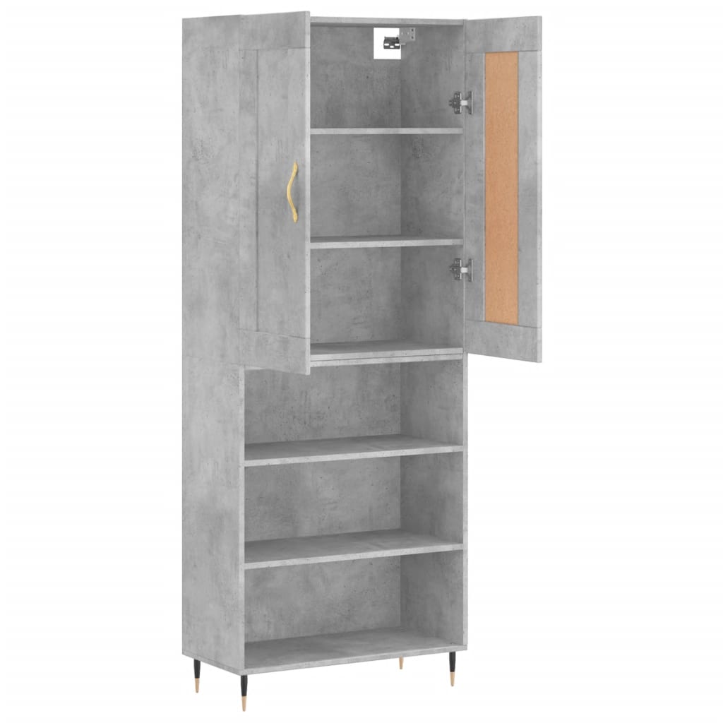 Highboard Concrete Grey 69.5x34x180 cm Engineered Wood