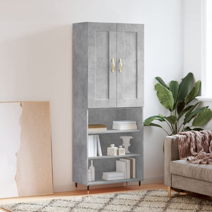 Highboard Concrete Grey 69.5x34x180 cm Engineered Wood