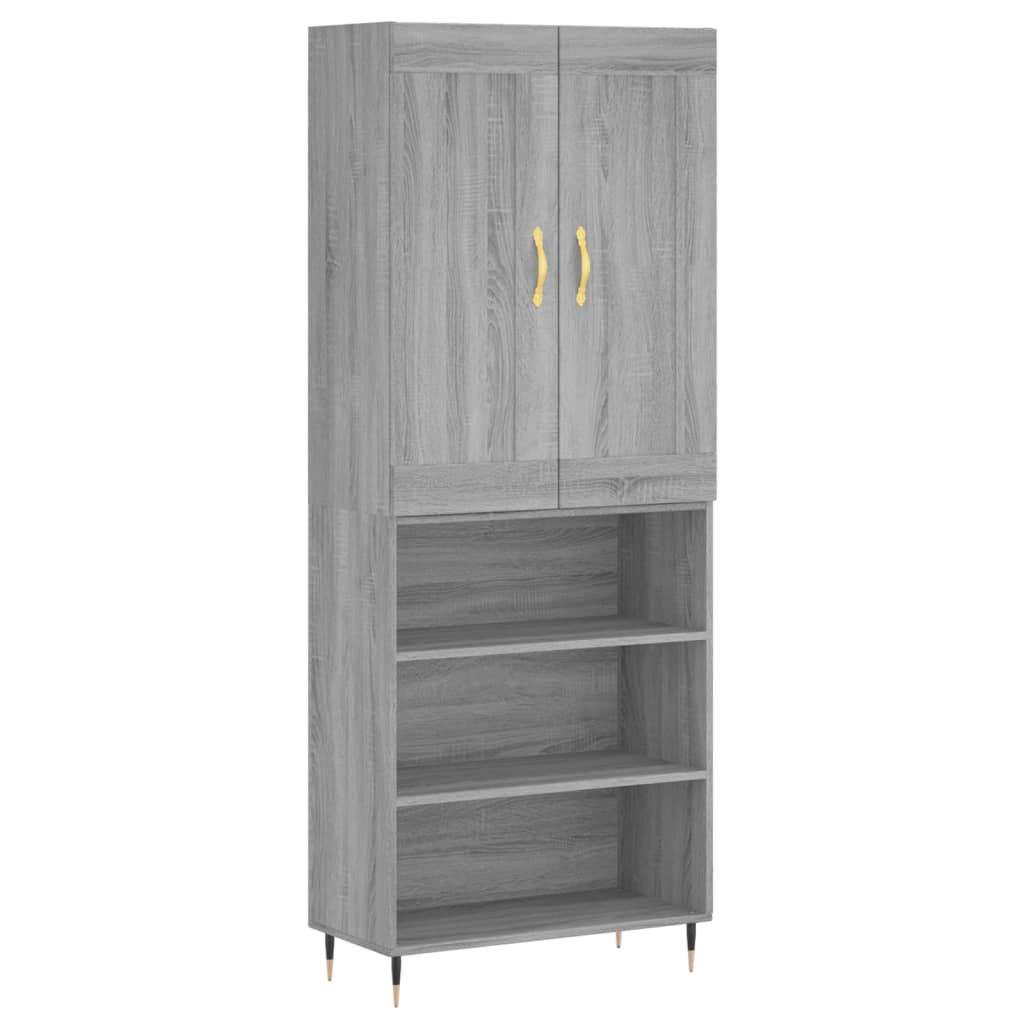 Highboard Grey Sonoma 69.5x34x180 cm Engineered Wood