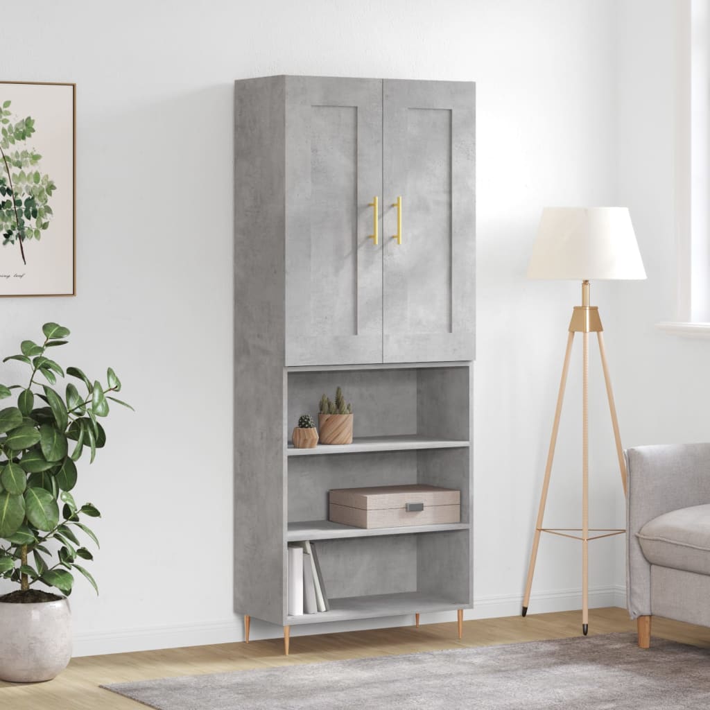 Highboard Concrete Grey 69,5x34x180 cm Engineered Wood