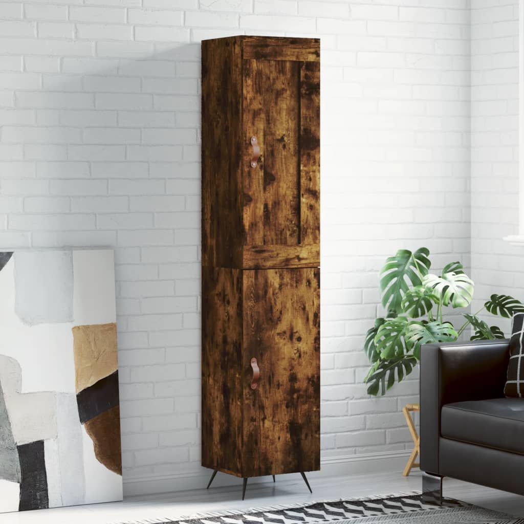 Highboard Smoked Oak 34,5x34x180 cm Engineered Wood
