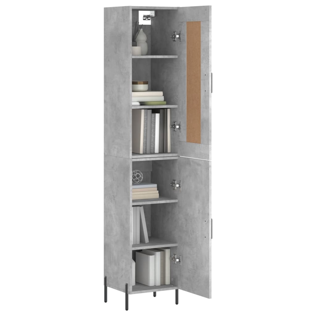 Highboard Concrete Grey 34.5x34x180 cm Engineered Wood