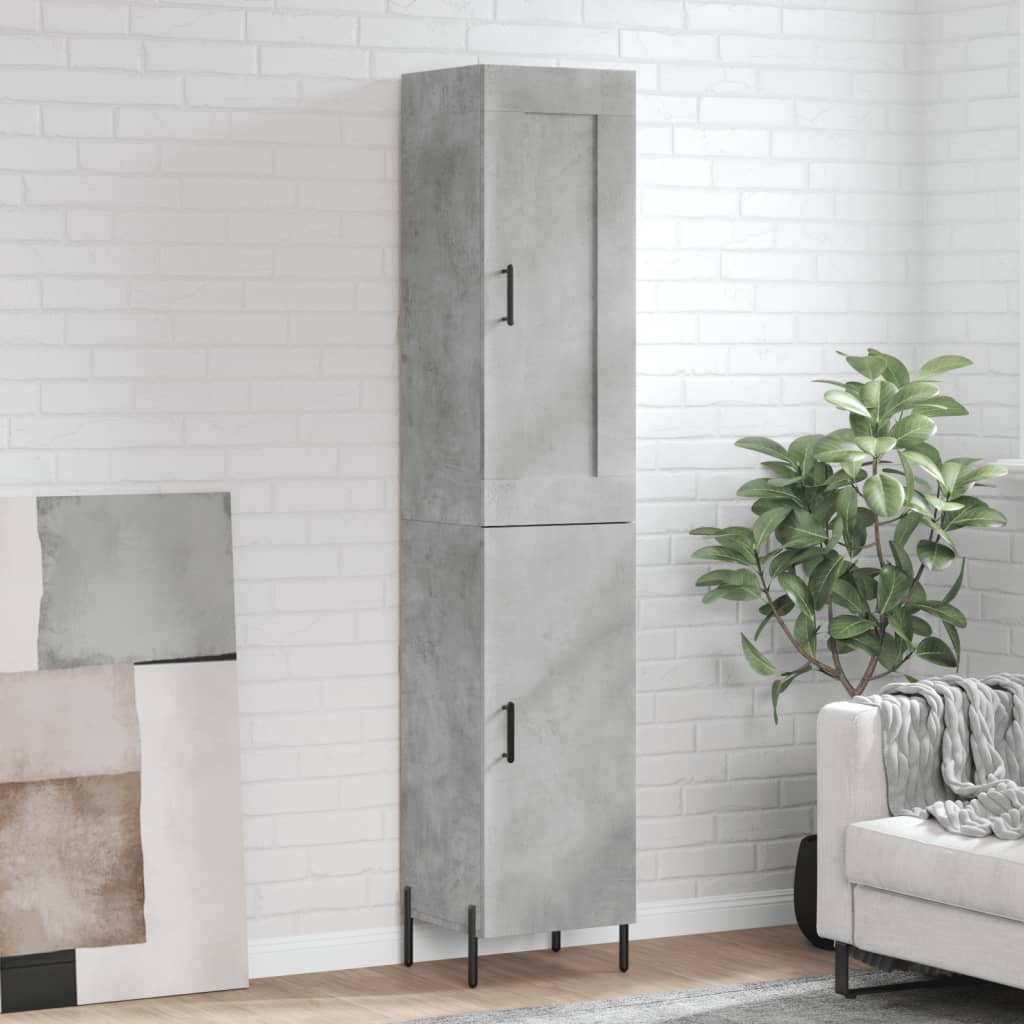 Highboard Concrete Grey 34.5x34x180 cm Engineered Wood