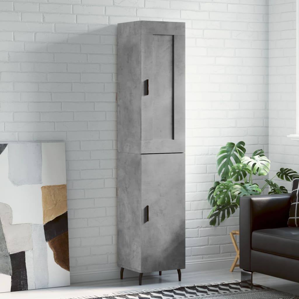 Highboard Concrete Grey 34.5x34x180 cm Engineered Wood