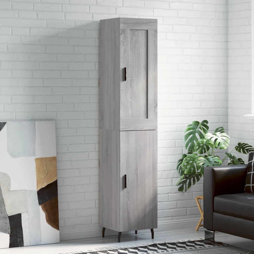 Highboard Grey Sonoma 34.5x34x180 cm Engineered Wood